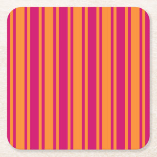 Porta-copo De Papel Quadrado Estrias de doces cor-de-rosa e laranja