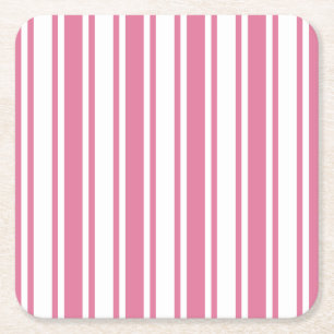 Porta-copo De Papel Quadrado Estrias doces brancas e rosadas