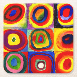 Porta-copo De Papel Quadrado Estudo de cor de Kandinsky Quadrados Círculos Arte
