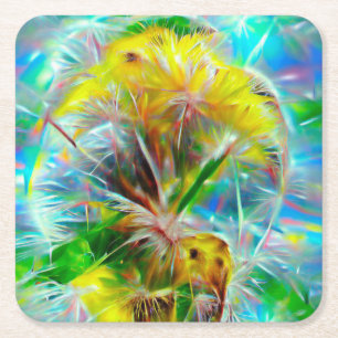 Porta-copo De Papel Quadrado Eteal Dandelions em Neon Dreamscape