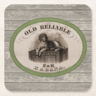 Porta-copo De Papel Quadrado Etiqueta de Charuto Cão Vintage