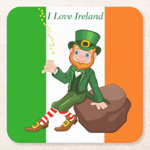Porta-copo De Papel Quadrado Eu amo a Irlanda