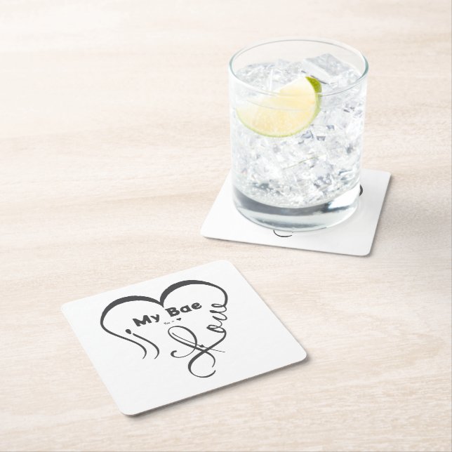 Porta-copo De Papel Quadrado Eu Amo Meu Bae • Você = ♥ (Insitu)
