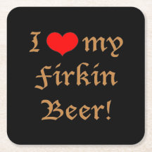 Eu amo minha cerveja Firkin! Conjunto de porta-cop