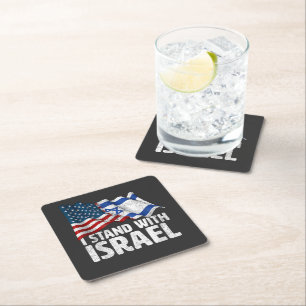 Porta-copo De Papel Quadrado Eu Apoio Israel EUA Bandeira Americana