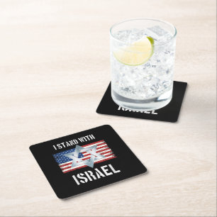 Porta-copo De Papel Quadrado eu estou com israel 