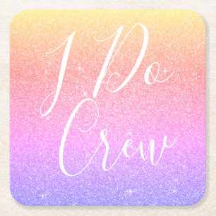 Porta-copo De Papel Quadrado Eu Faço Festa de solteira Roxo-Luminosa