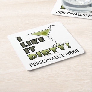 Porta-copo De Papel Quadrado EU GOSTO D SUJO! Humor sujo do cocktail de Martini