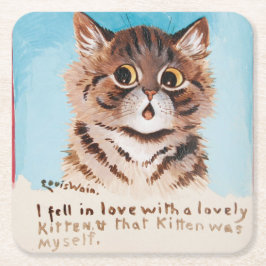 Porta-copo De Papel Quadrado Eu me apaixonei por um gatinho adorável (eu mesmo)