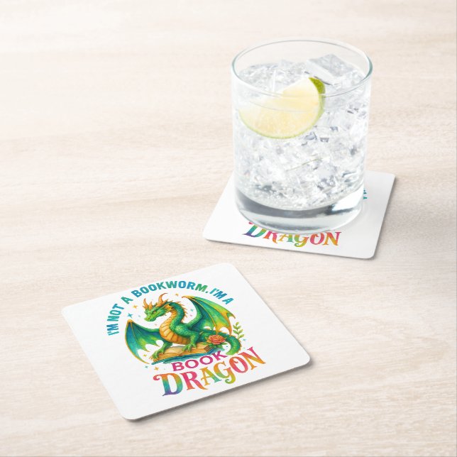 Porta-copo De Papel Quadrado Eu não sou um Bookworm... (Insitu)