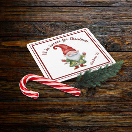 Porta-copo De Papel Quadrado Eu serei Gnome para a Aquarela de Natal Colorido