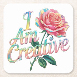 Porta-copo De Papel Quadrado Eu Sou Creative Rosa Rosa Porta copos Set