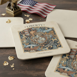 Porta-copo De Papel Quadrado EUA 250 Liberty Arte Padrão Fronteira Nouveau ID13