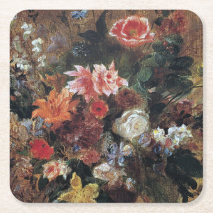 Porta-copo De Papel Quadrado Eugene Delacroix Buquê de Flores