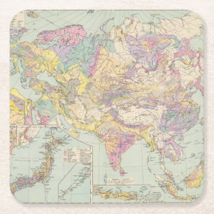 Porta-copo De Papel Quadrado Europa de Asien u - mapa do atlas de Ásia e de