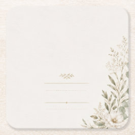 Porta-copo De Papel Quadrado European Wedding Invitation in Olive Green