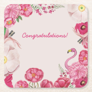 Porta-copo De Papel Quadrado Evento Floral Personalizável