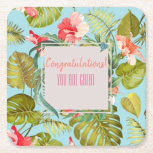 Porta-copo De Papel Quadrado Evento tropical personalizável