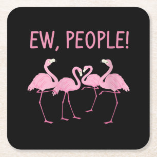Porta-copo De Papel Quadrado Ew Pessoas Flamingo Social Distanciando Tropical
