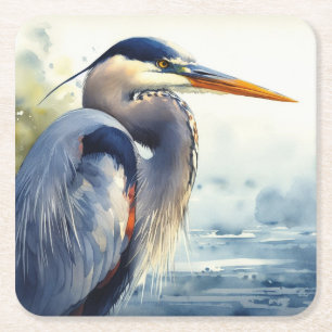 Porta-copo De Papel Quadrado Excelente Blue Heron Wildlife Wetlands Bird Art Na