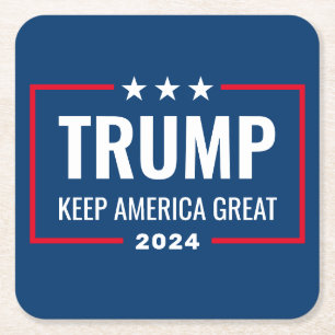 Porta-copo De Papel Quadrado Excelente Trump 2024 Keep America - azul vermelho