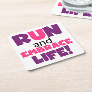 Porta-copo De Papel Quadrado Executar Embrace Life Pink