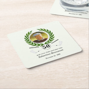 Porta-copo De Papel Quadrado Experiência de jogador com tema de golfe elegante 