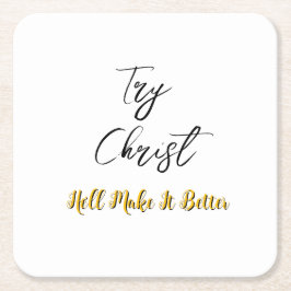 Porta-copo De Papel Quadrado Experimente Christ White