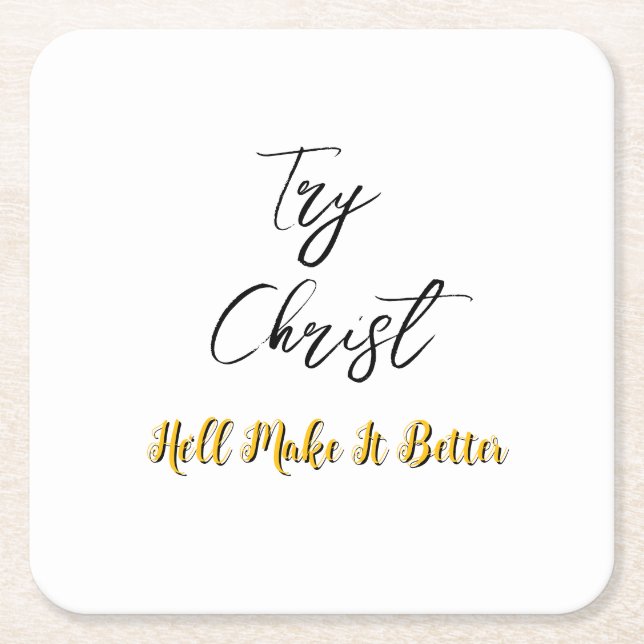 Porta-copo De Papel Quadrado Experimente Christ White (Frente)