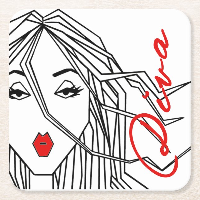 Porta-copo De Papel Quadrado Extensões de um Diva (Frente)