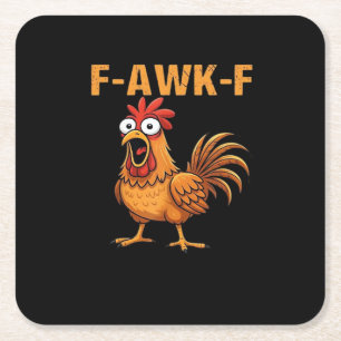 Porta-copo De Papel Quadrado F-Awk-F Galinha F-Caw-F Galo Engraçado Humor Meme