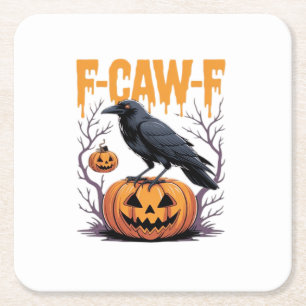 Porta-copo De Papel Quadrado F-Caw-F Camiseta Clássica de Halloween Corvo Abóbo
