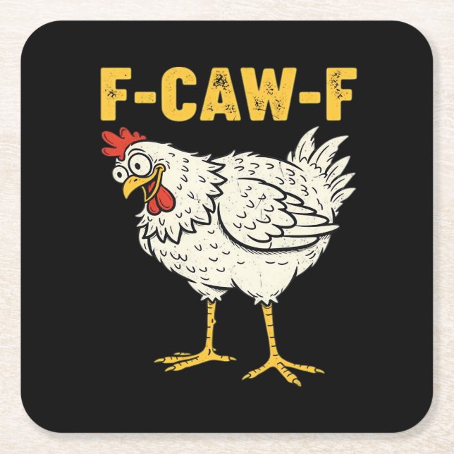 Porta-copo De Papel Quadrado F-Caw-F Chicken Classic Retro Cool (Frente)