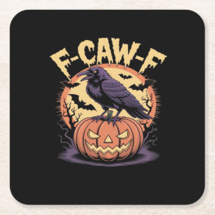Porta-copo De Papel Quadrado F-Caw-F Corvo de Halloween Assustador Abóbora- Mor