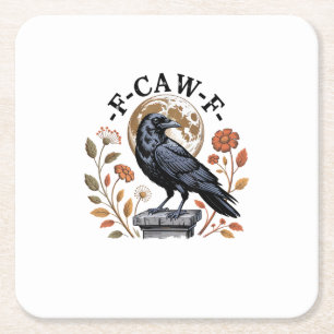 Porta-copo De Papel Quadrado F-Caw-F Corvo Lua Gótico Halloween Corvo Pássaro A