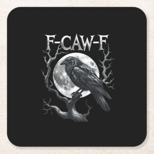 Porta-copo De Papel Quadrado F-Caw-F Corvo Lua Gótico Halloween Corvo Pássaro A