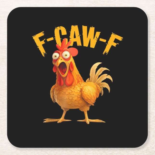 Porta-copo De Papel Quadrado F-Caw-F Frango Clássico Estilo Retro (Frente)