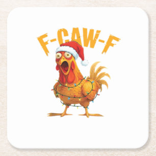 Porta-copo De Papel Quadrado F-Caw-F Natal Galinha Divertida Natal Essencial