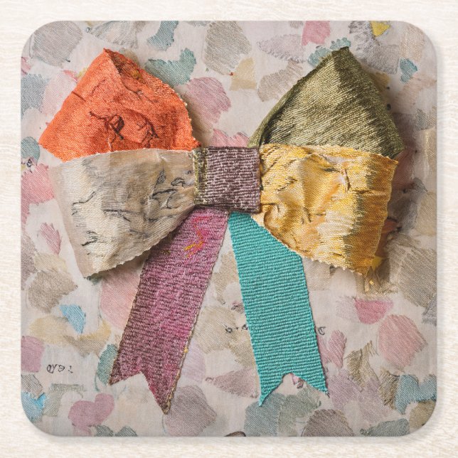 Porta-copo De Papel Quadrado Fabric Bow Coaster (Frente)