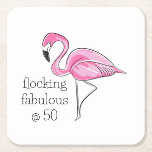 Porta-copo De Papel Quadrado Fabuloso Flamingo, rosa, com cinquenta anos