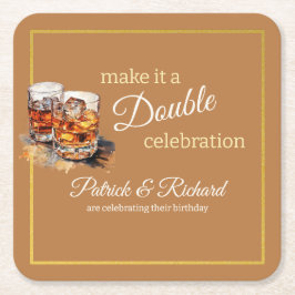 Porta-copo De Papel Quadrado Faça dele um vidro de uísque marrom de dupla celeb