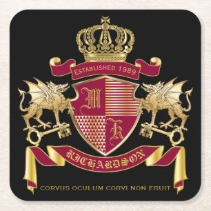 Porta-copo De Papel Quadrado Faça o seu próprio Casaco de armas emblema do dr