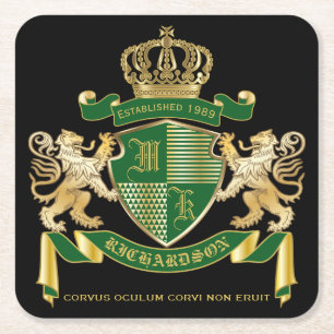 Porta-copo De Papel Quadrado Faça seu próprio Casaco de armas emblema de leã