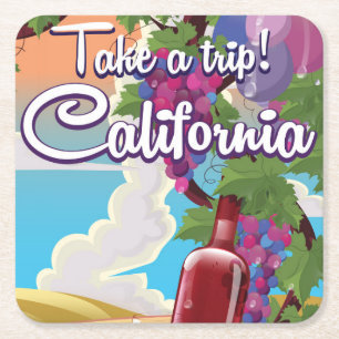 Porta-copo De Papel Quadrado Faça uma Viagem! Cartaz de viagem de vinho vintage