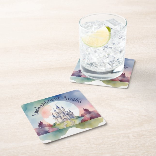 Porta-copo De Papel Quadrado Fairy Tale Castle Party (Insitu)