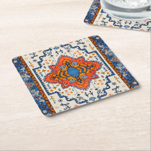 Porta-copo De Papel Quadrado Faixa de tempo: Heritage Boho Art marroquino