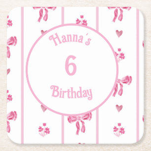 Porta-copo De Papel Quadrado Faixa vertical do Arco rosa - coquete de pré-disqu