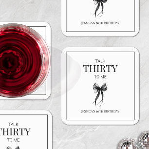 Porta-copo De Papel Quadrado Fale 30 para mim, aniversário de 30 anos, preto br