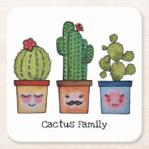 Família Cute Cactus Em Aquarela