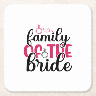Porta-copo De Papel Quadrado Família da Noiva no Casamento
